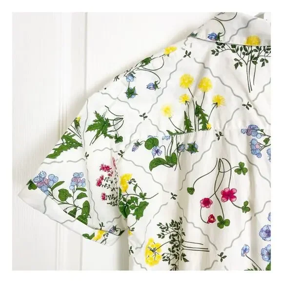Tuckernuck Corsica Wildflower Floral Shirt Dress Short Sleeve Cotton Poplin Sz S - Picture 8 of 12